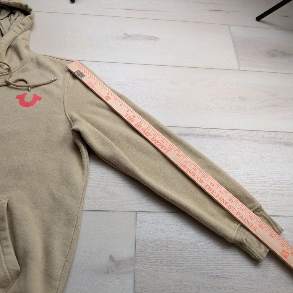 True Religion Buddha Logo Full Zip Up Hoodie Mens XL Tan Khaki Sweatshirt
